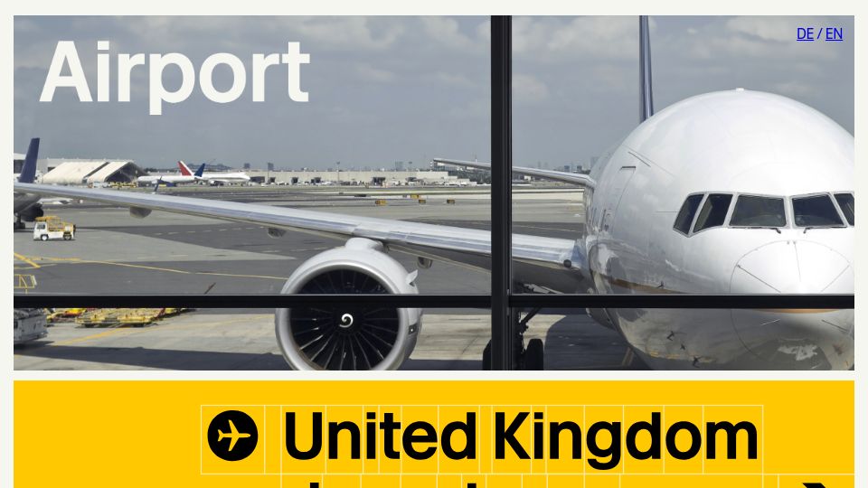 Screenshot of airport.revolvertype.com: Now Boarding: The Story of Airport