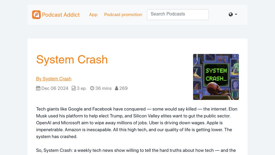 Screenshot of podcastaddict.com: ChatGPT's Sad Second Birthday