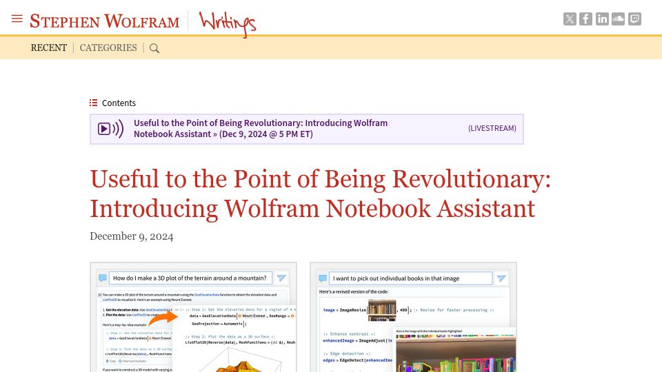 Screenshot of writings.stephenwolfram.com: Wolfram Notebook Assistant