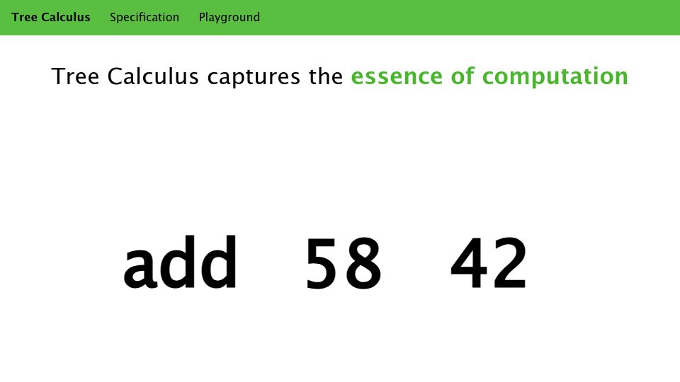 Screenshot of treecalcul.us: Tree Calculus