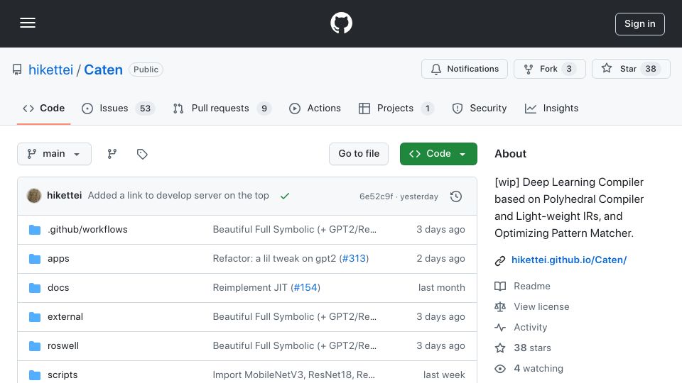 Screenshot of github.com: From Unemployment to Lisp: Running GPT-2 on a Teen's Deep Learning Compiler