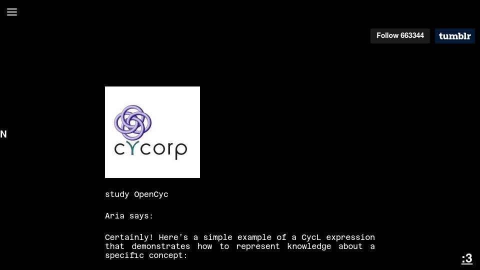 Screenshot of 2ro.co: Is anyone playing with the combination of generative AI and OpenCyc?