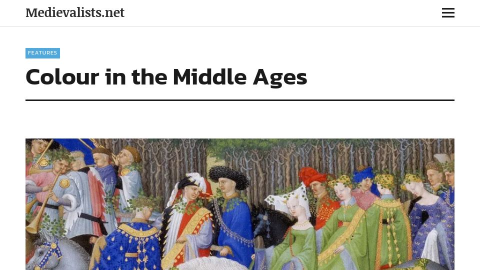 Screenshot of medievalists.net: Colour in the Middle Ages