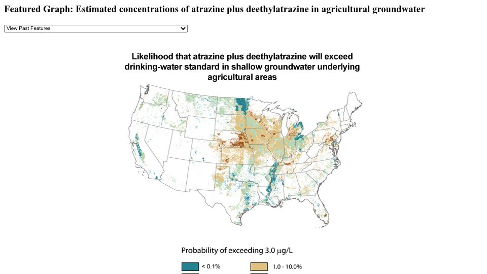 Screenshot of water.usgs.gov: Estimated concentrations of atrazine in agricultural groundwater