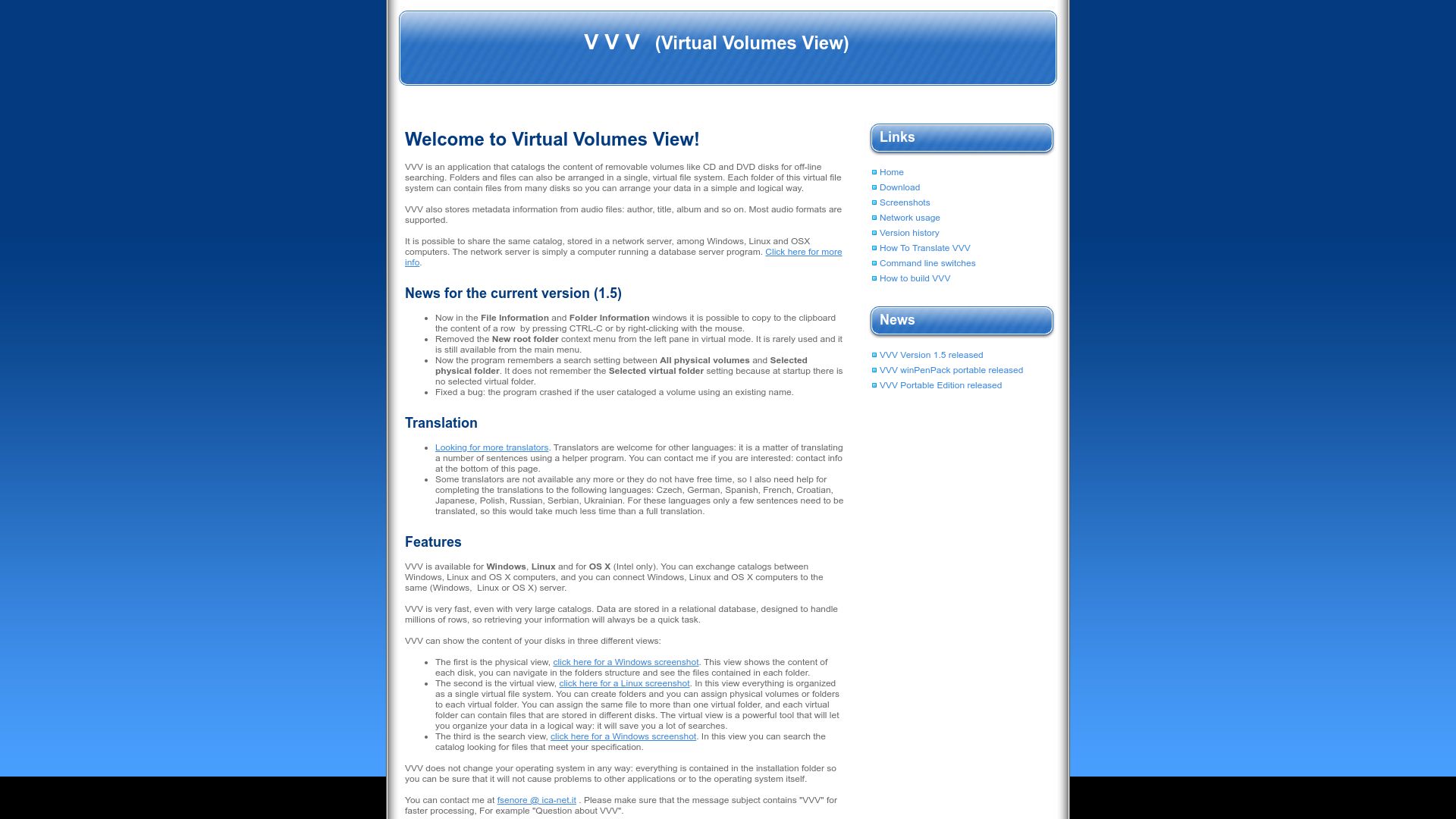 Screenshot of fsoft.it: VVV: Virtual Volumes View