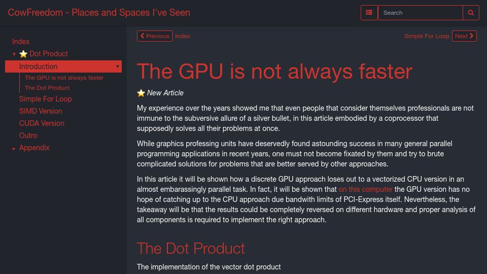 Screenshot of cowfreedom.de: The GPU is not always faster