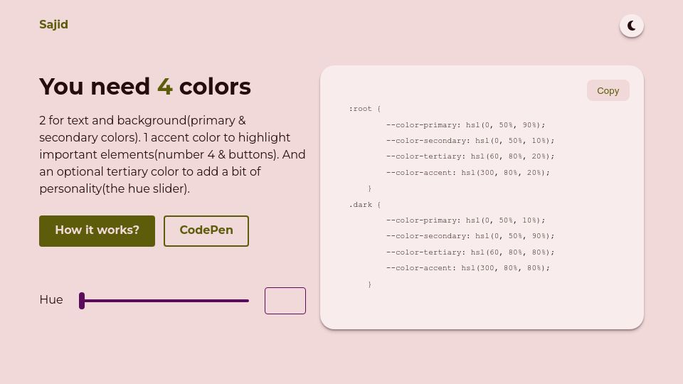 Screenshot of iamsajid.com: You need 4 colors