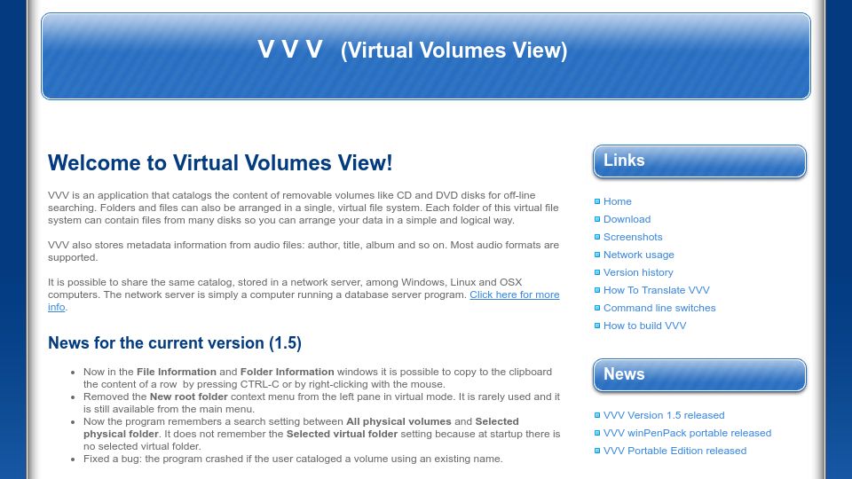 Screenshot of fsoft.it: VVV: Virtual Volumes View