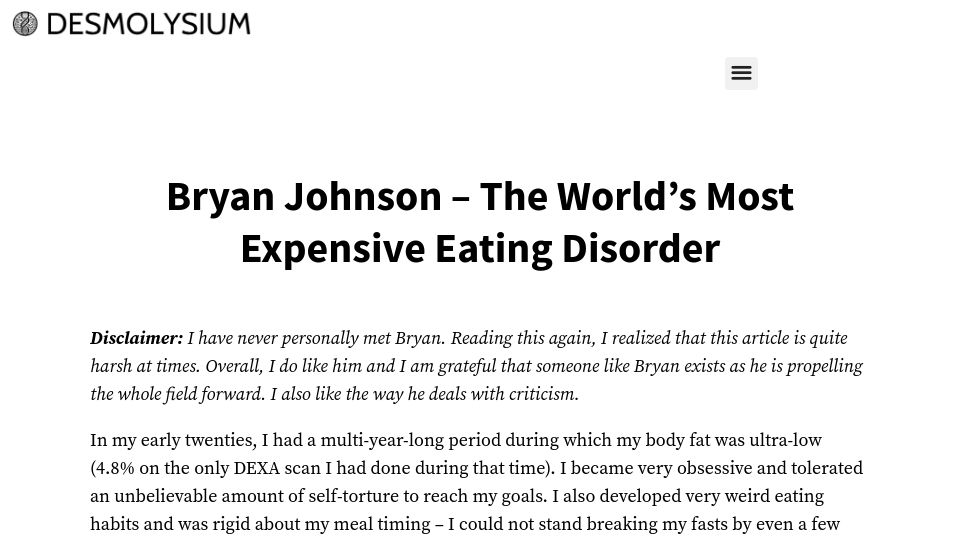 Screenshot of desmolysium.com: The Most Expensive Eating Disorder