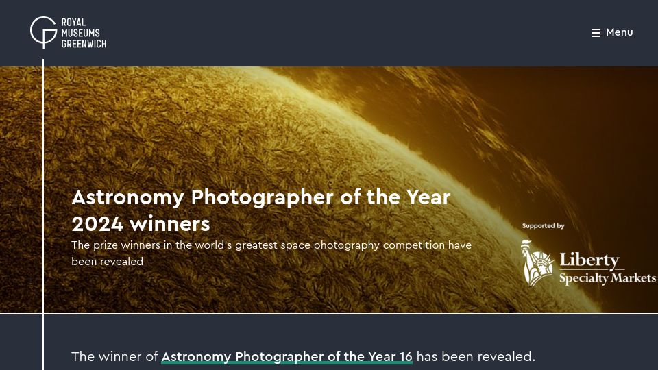 Screenshot of rmg.co.uk: Astronomy Photographer of the Year 2024 winners