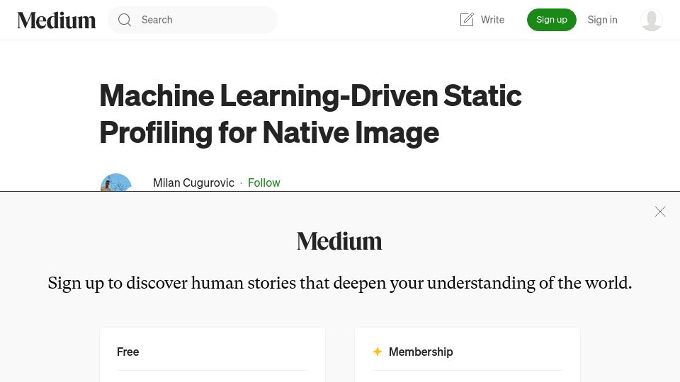 Screenshot of medium.com: Machine Learning-Driven Static Profiling for GraalVM Native Image