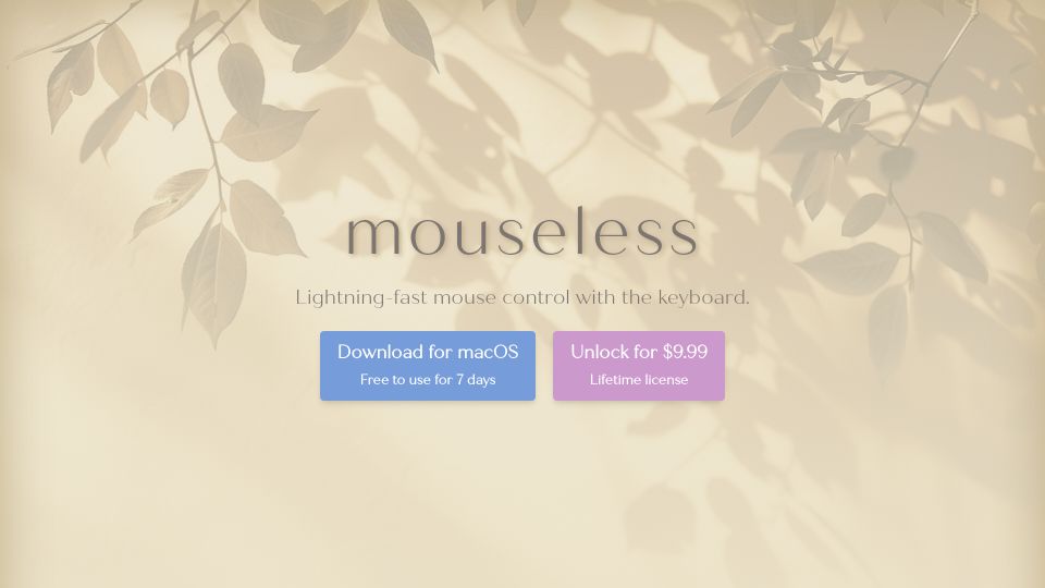 Screenshot of mouseless.click: Mouseless – fast mouse control with the keyboard