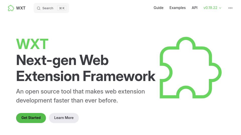 Screenshot of wxt.dev: WXT: Next-Gen Web Extension Framework