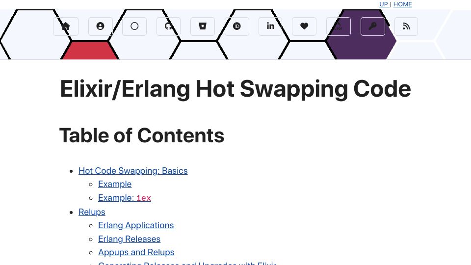 Screenshot of kennyballou.com: Elixir/Erlang Hot Swapping Code (2016)