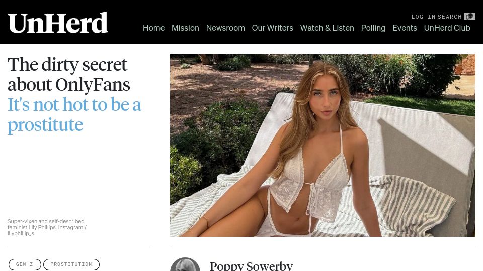 Screenshot of unherd.com: The dirty secret about OnlyFans: it's not hot to be a prostitute