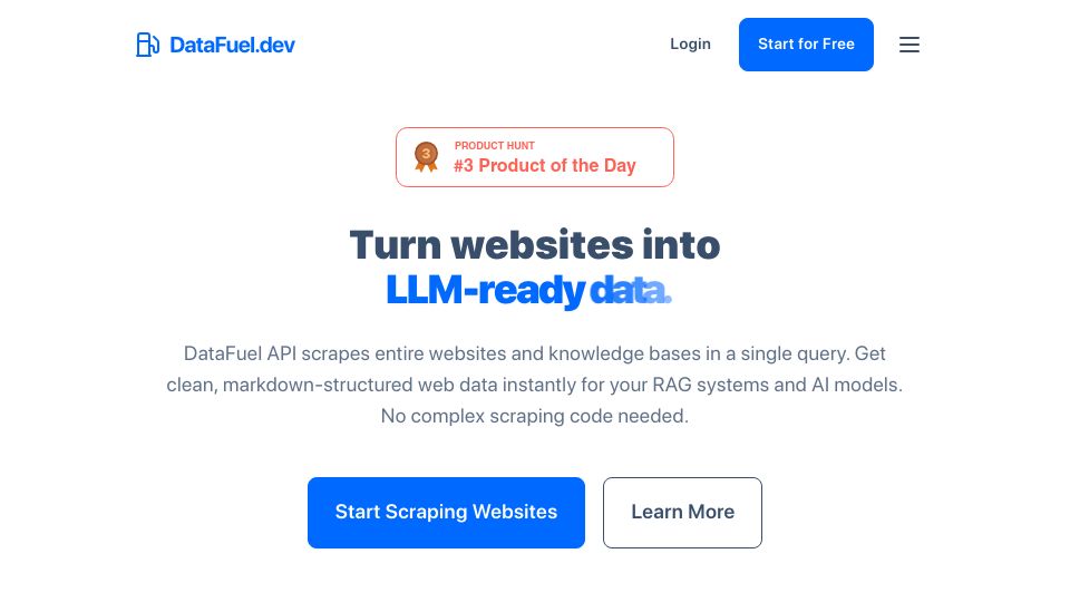 Screenshot of datafuel.dev: Show HN: DataFuel.dev – Turn websites into LLM-ready data