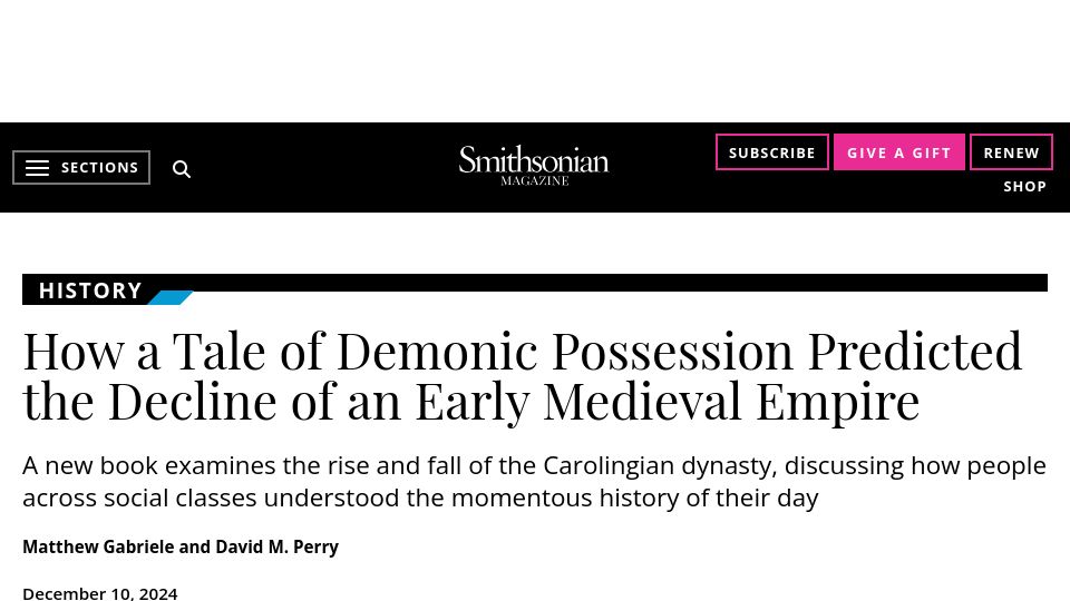 Screenshot of smithsonianmag.com: A tale of demonic possession predicted the decline of an early medieval empire
