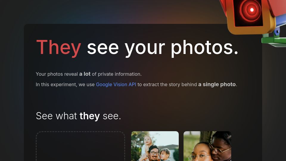 Screenshot of theyseeyourphotos.com: They see your photos