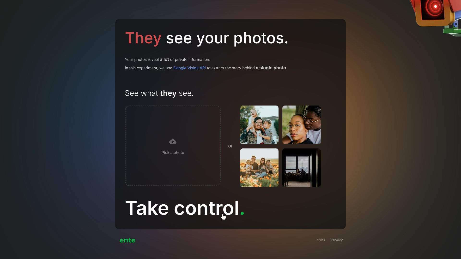 Screenshot of theyseeyourphotos.com: They see your photos