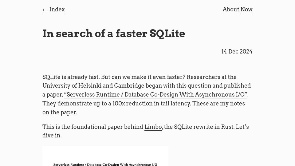 Screenshot of avi.im: In Search of a Faster SQLite