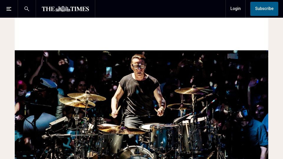 Screenshot of thetimes.com: U2's Larry Mullen Jr: my dyscalculia makes 'counting like climbing Everest'