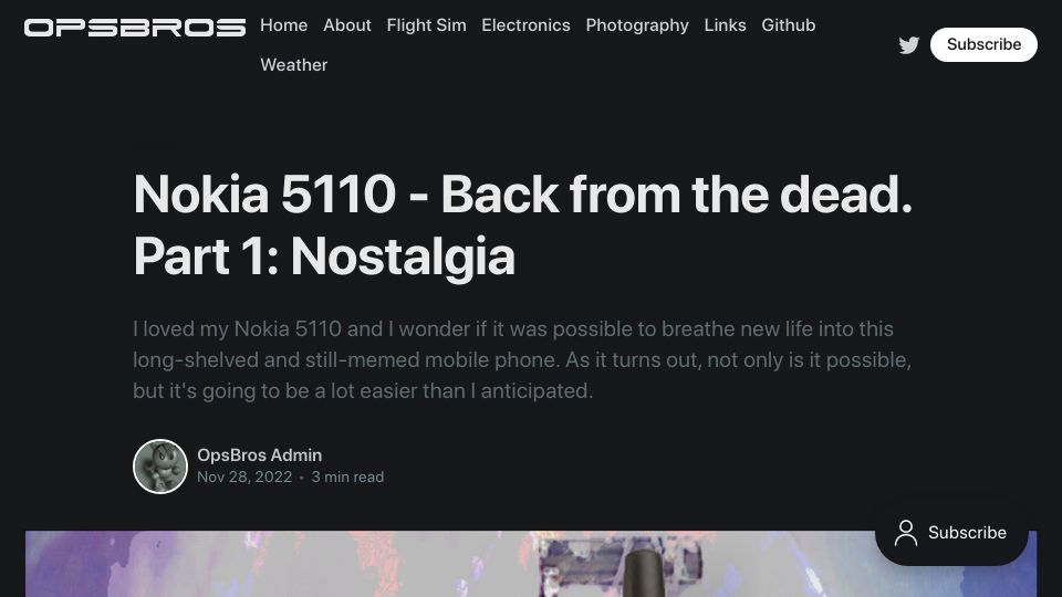 Screenshot of opsbros.com: Nokia 5110 – Back from the Dead (2022)