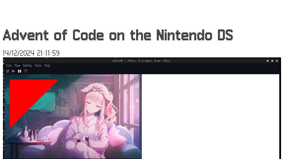 Screenshot of sailor.li: Advent of Code on the Nintendo DS