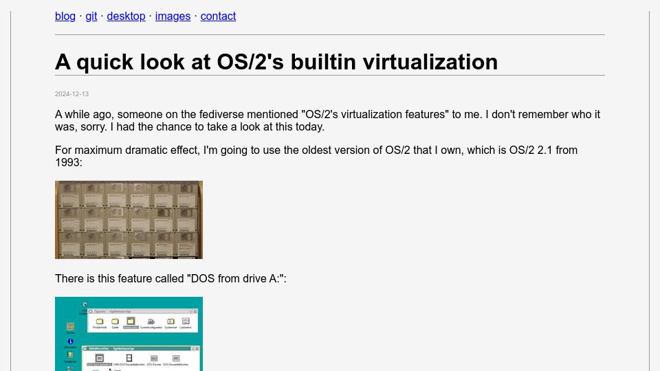 Screenshot of uninformativ.de: A quick look at OS/2's builtin virtualization