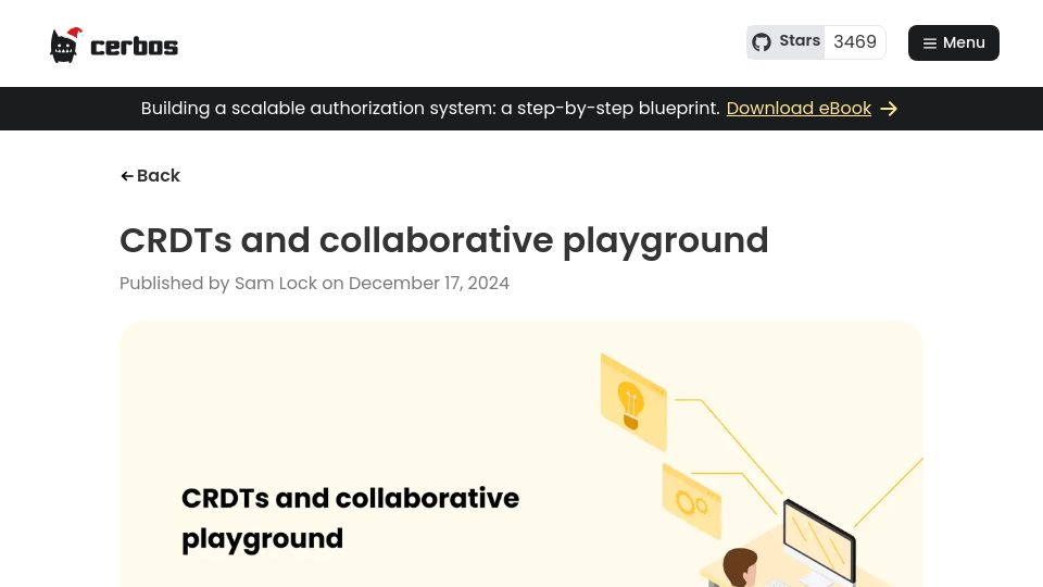 Screenshot of cerbos.dev: CRDTs and Collaborative Playground