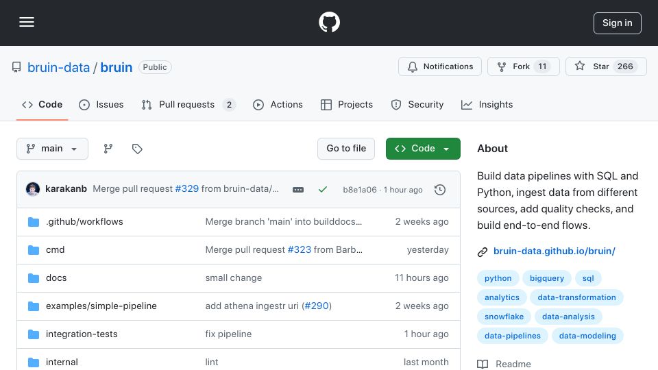 Screenshot of github.com: Show HN: I built an open-source data pipeline tool in Go