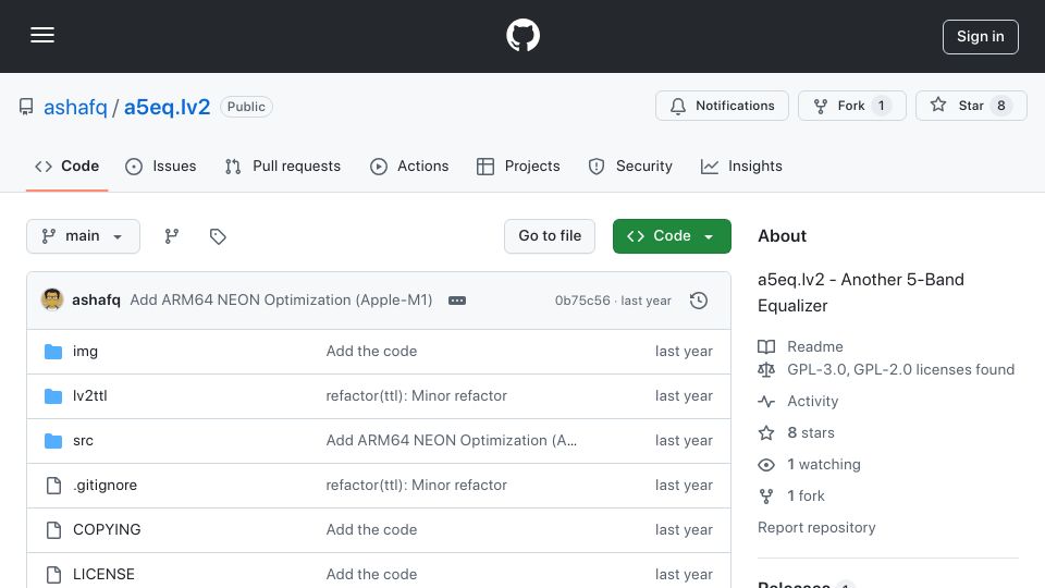 Screenshot of github.com: Show HN: An Open Source Equilizer Plugin