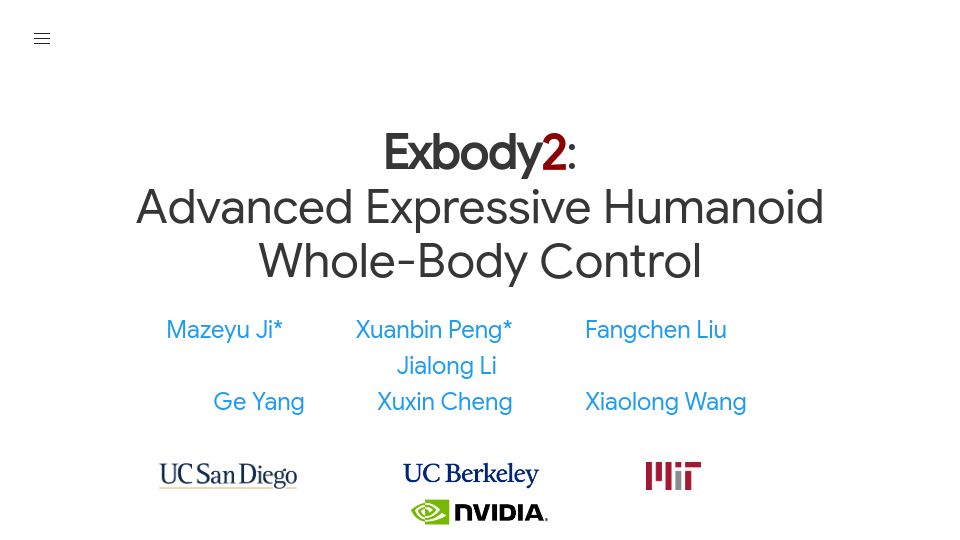 Screenshot of exbody2.github.io: Advanced Expressive Humanoid Whole-Body Control