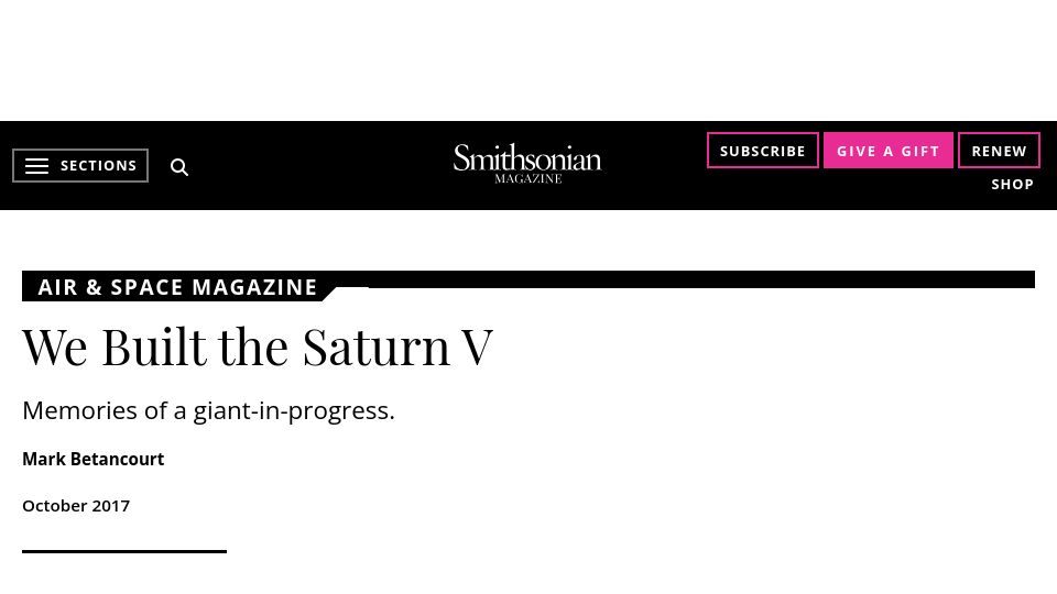 Screenshot of smithsonianmag.com: We Built the Saturn V (2017)