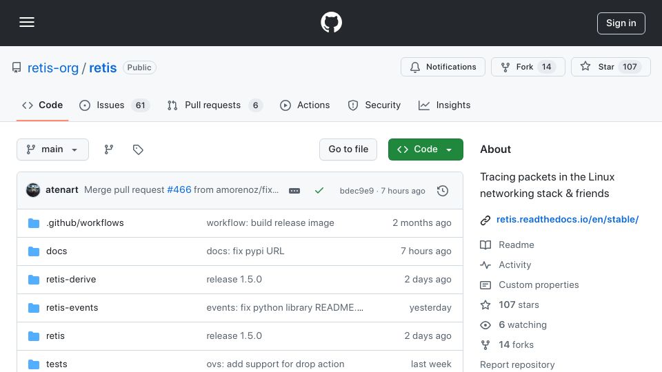 Screenshot of github.com: Tracing packets in the Linux kernel networking stack and friends