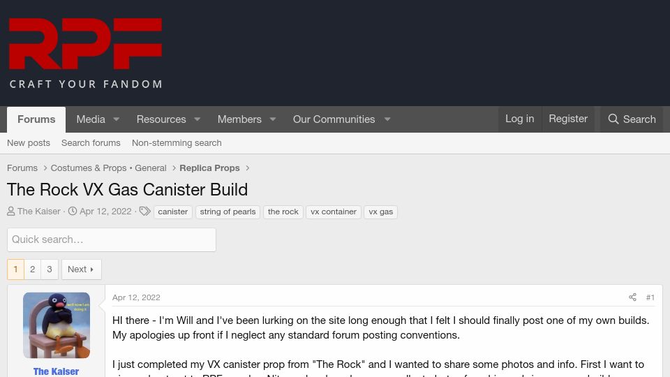 Screenshot of therpf.com: The Rock VX Gas Canister Build (2022)