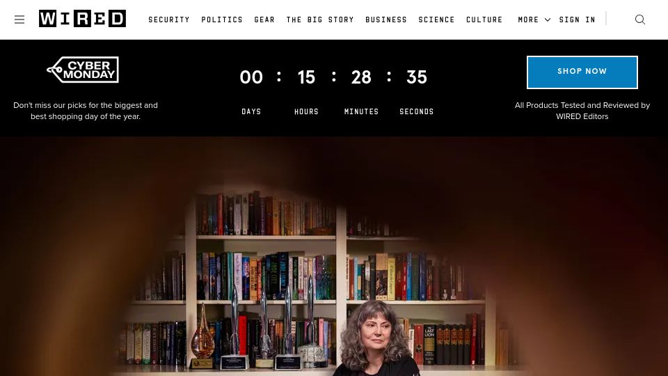 Screenshot of wired.com: Murderbot, she wrote