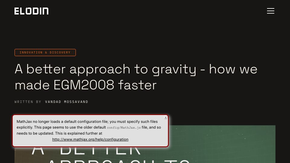 Screenshot of elodin.systems: A better approach to gravity: how we made EGM2008 faster