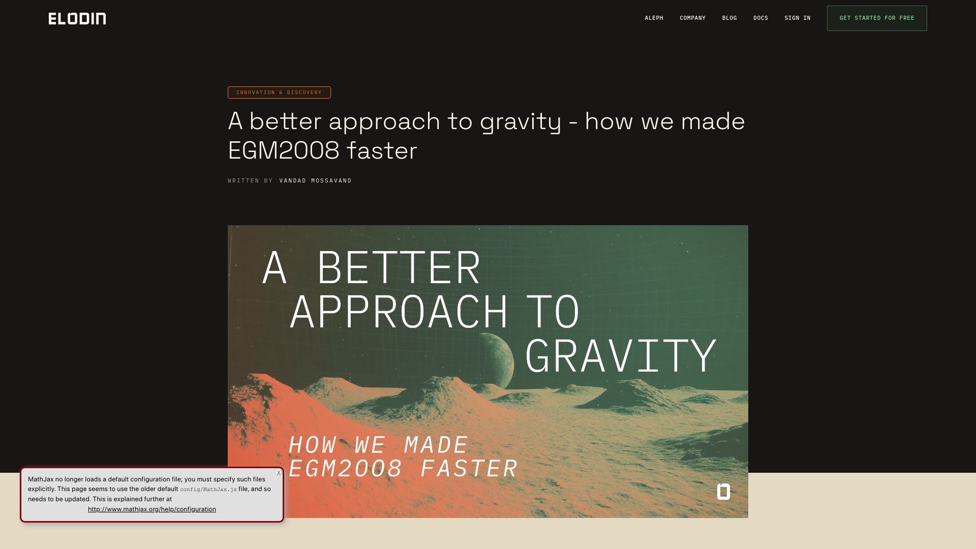 Screenshot of elodin.systems: A better approach to gravity: how we made EGM2008 faster