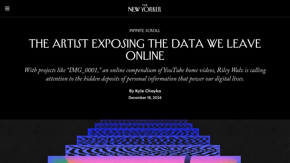 Screenshot of newyorker.com: The Artist Exposing the Data We Leave Online