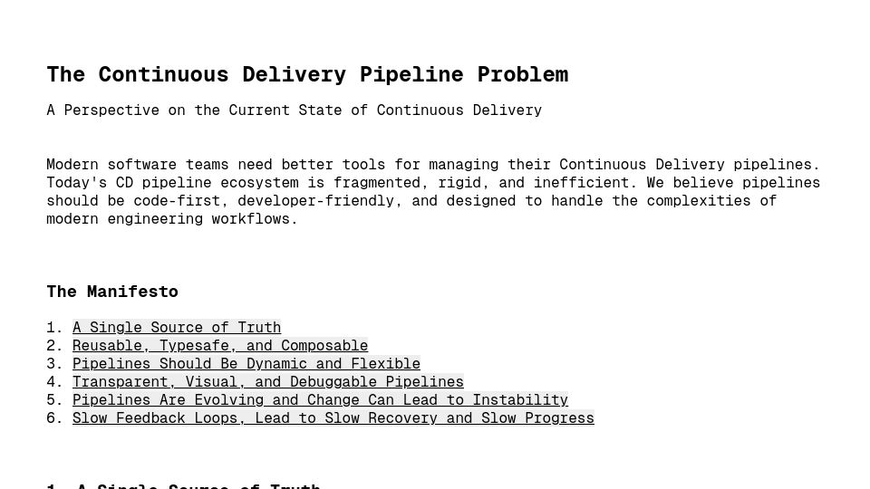 Screenshot of manifesto.getglu.dev: The CD Pipeline Manifesto