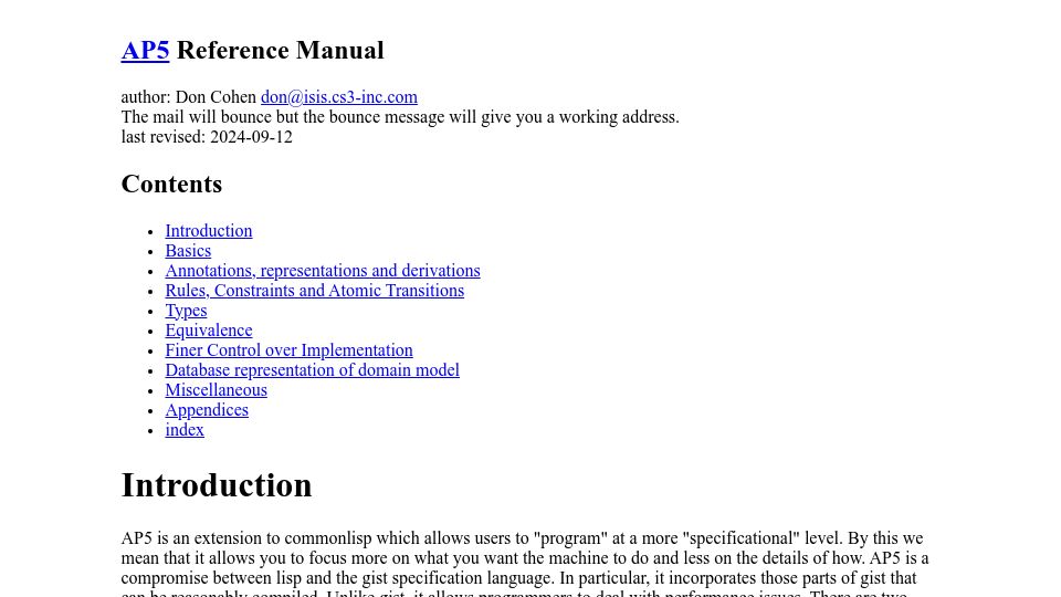 Screenshot of ap5.com: Relational Lisp – AP5