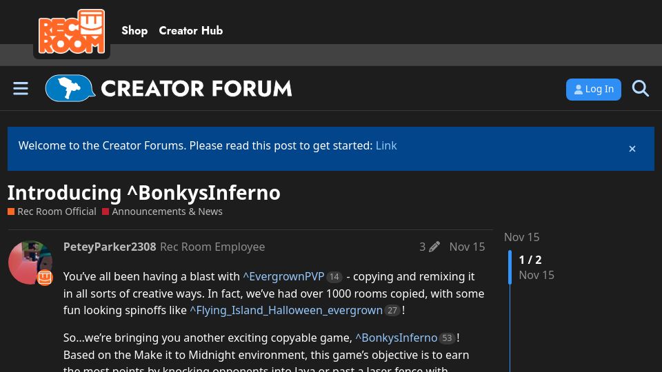 Screenshot of forum.rec.net: BonkysInferno