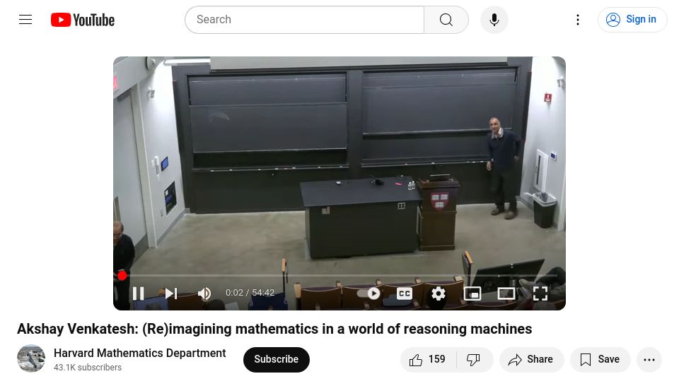 Screenshot of youtube.com: Reimagining mathematics in a world of reasoning machines [video]