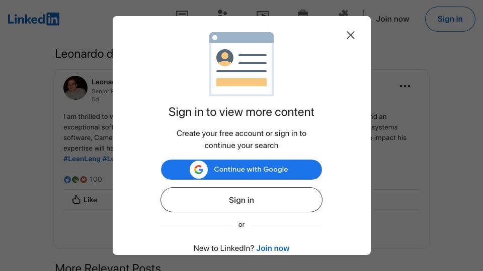 Screenshot of linkedin.com: Rosetta 2 creator leaves Apple to work on Lean full-time