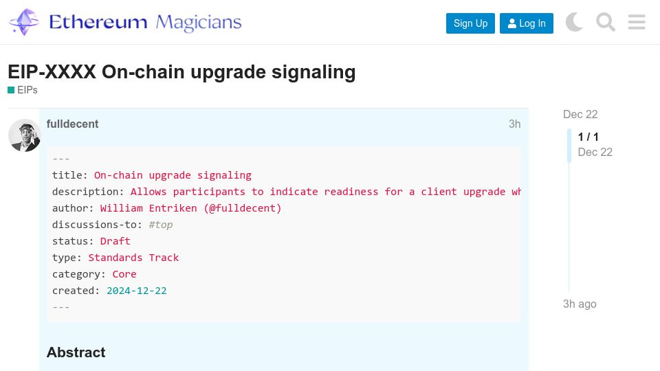 Screenshot of ethereum-magicians.org: Turning Ethereum into a Community Project
