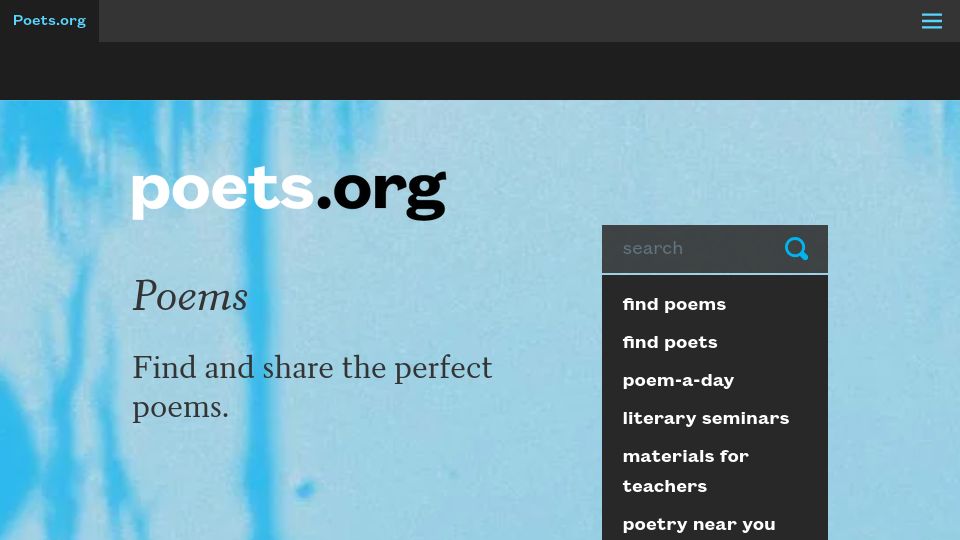 Screenshot of poets.org: Stopping by Woods on a Snowy Evening (1923)