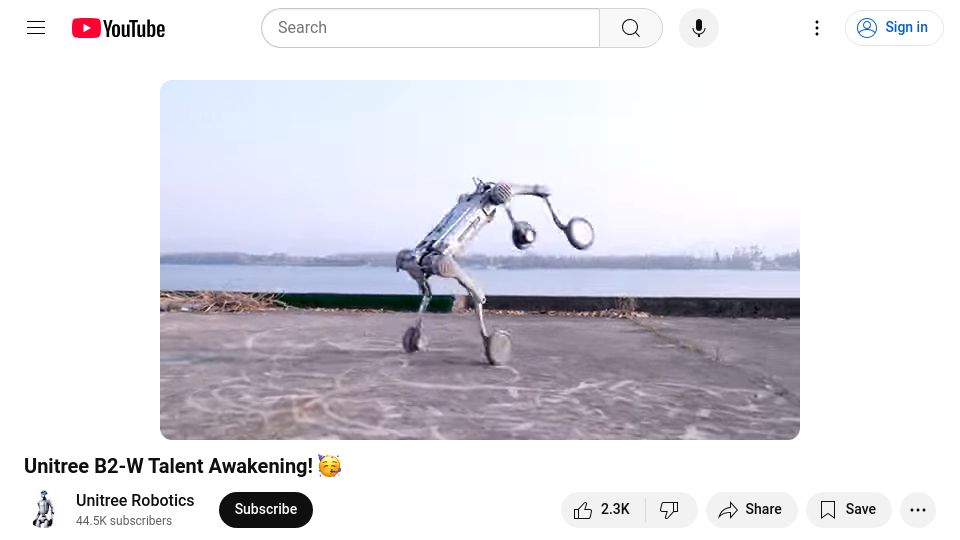 Screenshot of youtube.com: Unitree Robot Off-Road
