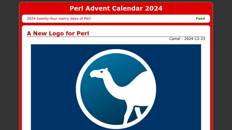Screenshot of perladvent.org: A New Logo for Perl