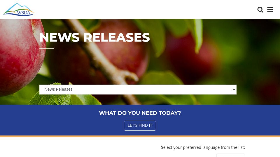 Screenshot of agr.wa.gov: WSDA, USDA announce eradication of northern giant hornet from the United States