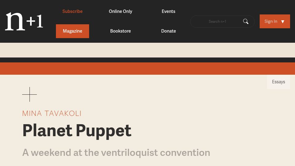 Screenshot of nplusonemag.com: Planet Puppet – A weekend at the ventriloquist convention